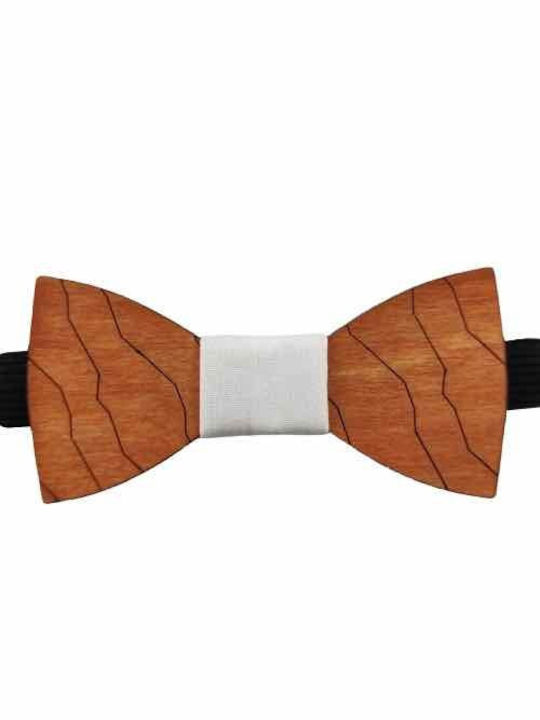 Children's Bow Tie Wooden Grammik Edition Chestnut Bow White Binding Bonjour Bebe "0032"