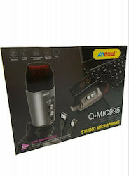 Andowl Condensator (diafragmă mare) Microfon USB Q-MIC995 Tabletop în Culoare Gray Q-MIC995