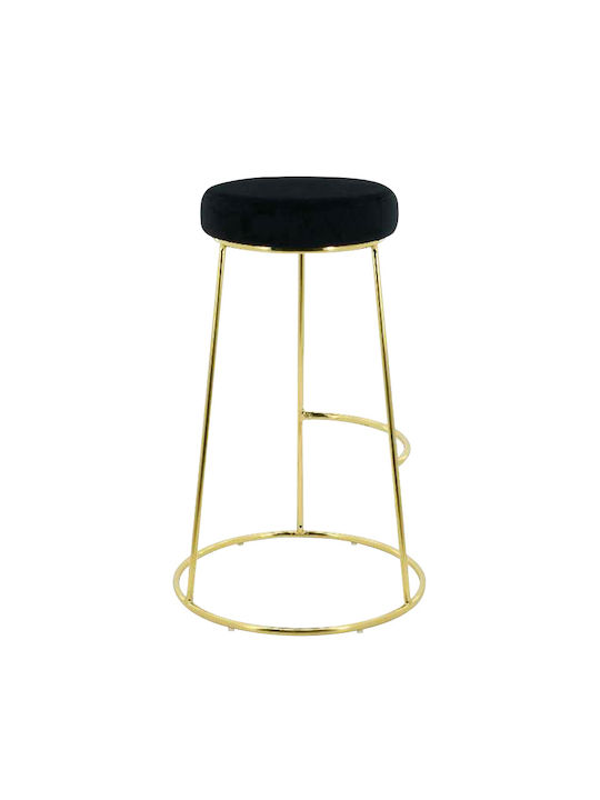 Stool Bar Black Velvet-Black Metal 47x47x75cm