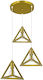 GloboStar Triangle Μοντέρνο Κρεμαστό Φωτιστικό Τρίφωτο Πλέγμα με Ντουί E27 σε Χρυσό Χρώμα