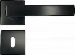 Import Hellas Lever Middle Door Rosette 52081 Pair with Mouthpiece Black
