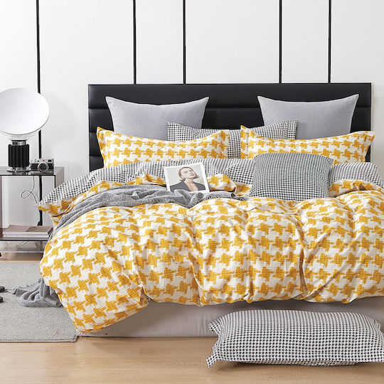 Beauty Home Σετ Κουβερλί Υπέρδιπλο Βαμβακοσατέν Εμπριμέ 230x260cm 3τμχ