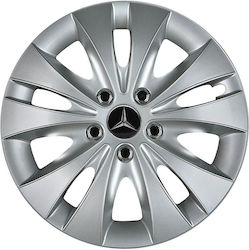 Jestic Car Hubcap Set Storm X with Mercedes Benz Emblem 15" 4pcs Silver K