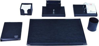 6-Piece Desk Set Made of Faux Leather with Stitching