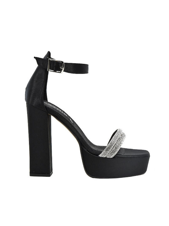 Women's sandals Piedini 4640 black satin