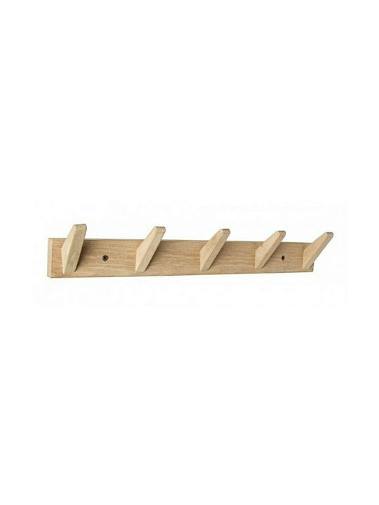 Bizzotto Wall Hanger Daiki Wooden 5 Hooks Brown 57x9cm