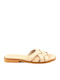 Leder Flache Sandalen für Damen Nude