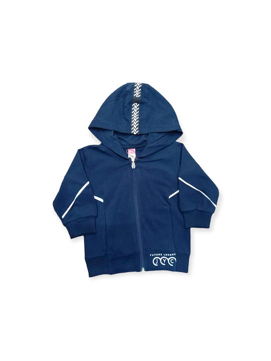 Joyce Boys Hooded Cardigan with Zipper Navy Blue