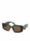 Prada Women's Sunglasses with Brown Tartaruga Plastic Frame and Brown Lens PR15YS 2AU06B