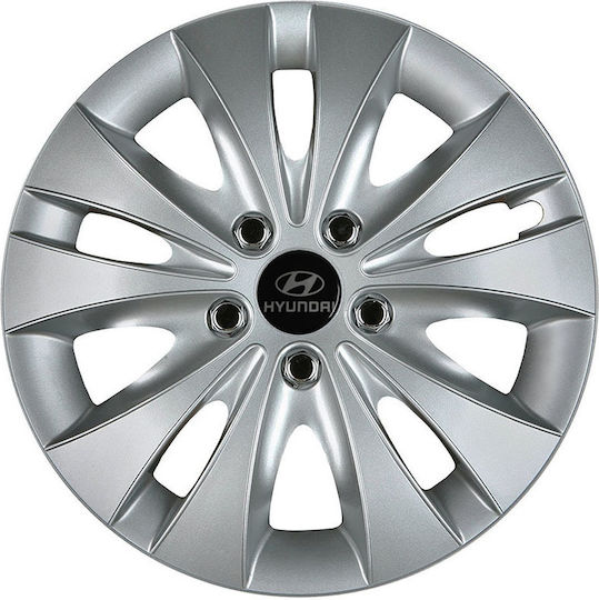 Jestic Σετ Τάσια Αυτοκινήτου Storm X με Σήμα Hyundai 4τμχ 15" Ασημί
