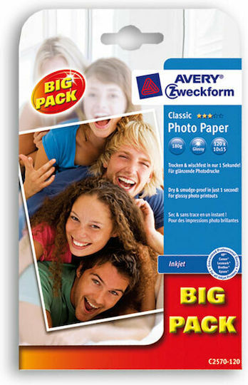 Avery Classic Photo Paper Gloss A6 (10x15) 180gr/m² for Printers Inkjet 120 Sheets