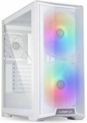 Lian Li Lancool 215 Midi Tower Computer Case with Window Panel and RGB Lighting White