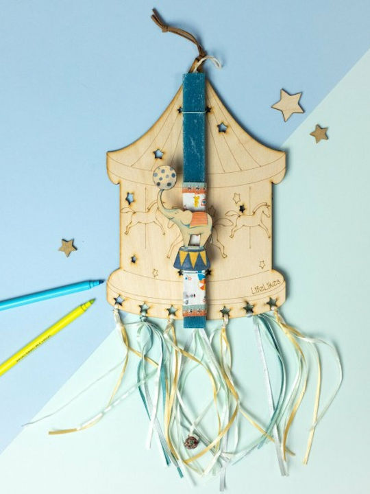 Easter Candle Square with Box Circus 26cm Blue Various Designs
