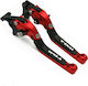 Set of Motorcycle Brake/Clutch Levers Flexible Adjustable for Yamaha TDM 900 Red 59722