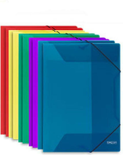 Metron Folder Transparent with Rubber Band and Ears for Paper A4 Yellow