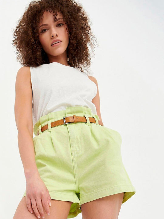 Γυναικείο Τζιν Ψηλόμεσο Σορτς Lime Green