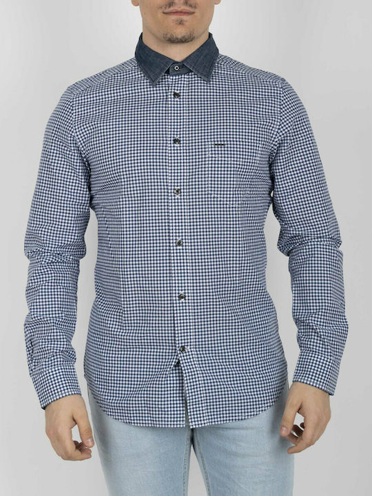 S-Vic Long-sleeved Shirt Checked Navy Blue