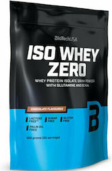 Biotech USA Iso Whey Zero With Glutamine & BCAAs Whey Protein Gluten & Lactose Free with Flavor Chocolate 500gr