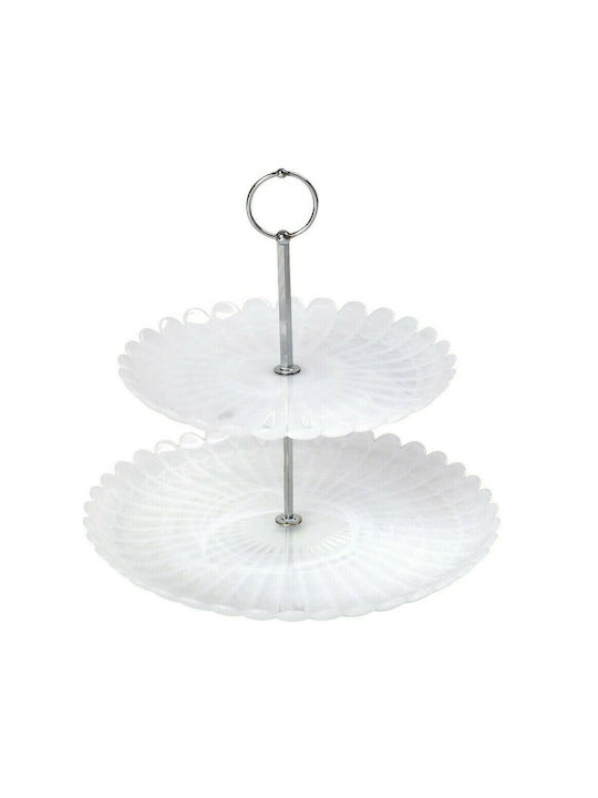 Espiel Atlas Glas Etagere 2 Etagen Weiß Ø27xH27cm 1Stück
