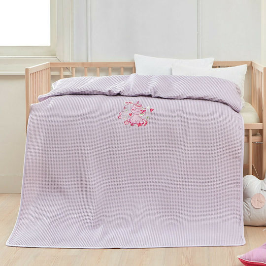 Beauty Home Κουβέρτα Αγκαλιάς & Λίκνου Πικέ Λιλά 80x110εκ.