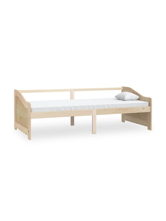 Sofa Single Bed Solid Wood with Slats Καφέ 90x2...