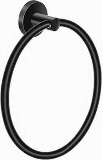 Sanco Ergon Single Wall-Mounted Bathroom Ring ​20.5x22.5cm Black Checkmate
