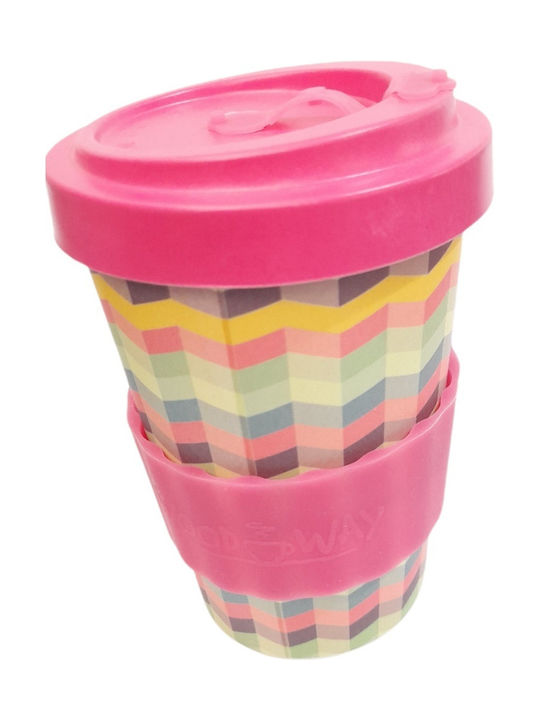 Woodway Zig-zag Bamboo Cup with Lid Multicolour 450ml