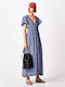 Pepe Jeans Lacey Sommer Maxi Kleid Wickel Blau