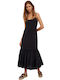 Liu Jo Maxi Καλοκαιρινό All Day Φόρεμα με Τιράντα Μαύρο