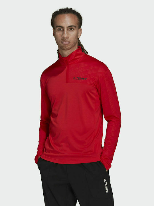 Adidas Ανδρική Μπλούζα με Φερμουάρ Μακρυμάνικη Vivid Red