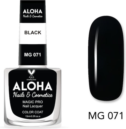 Aloha MG Glossy Βερνίκι Νυχιών Μακράς Διαρκείας Μαύρο 071 15ml