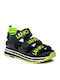 Leather Women's Flat Sandals Sporty Black/Yellow