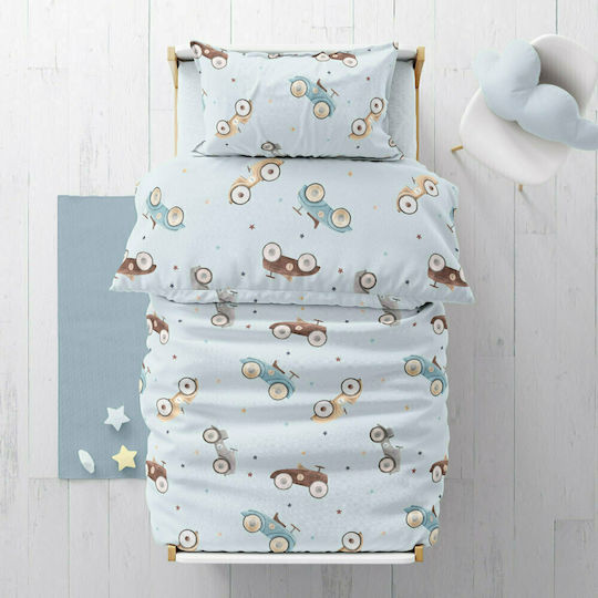 Borea Car Kids Duvet Cover Single Cotton Light Blue 160x240cm