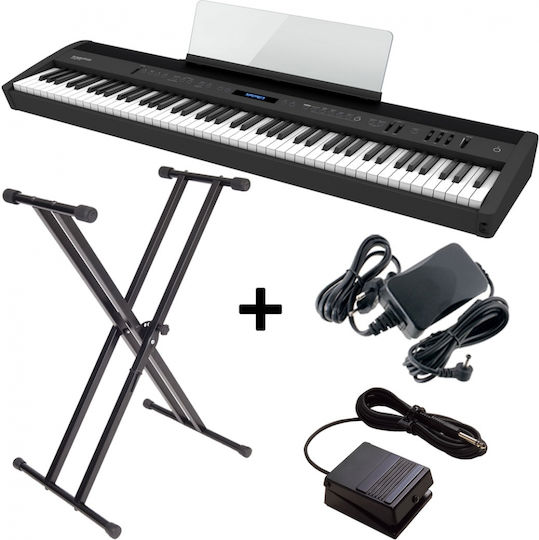 Roland Ηλεκτρικό Stage Πιάνο FP-60X Bundle Πεντάλ Set με 88 Βαρυκεντρισμένα Πλήκτρα Ενσωματωμένα Ηχεία και Σύνδεση με Ακουστικά και Υπολογιστή Black
