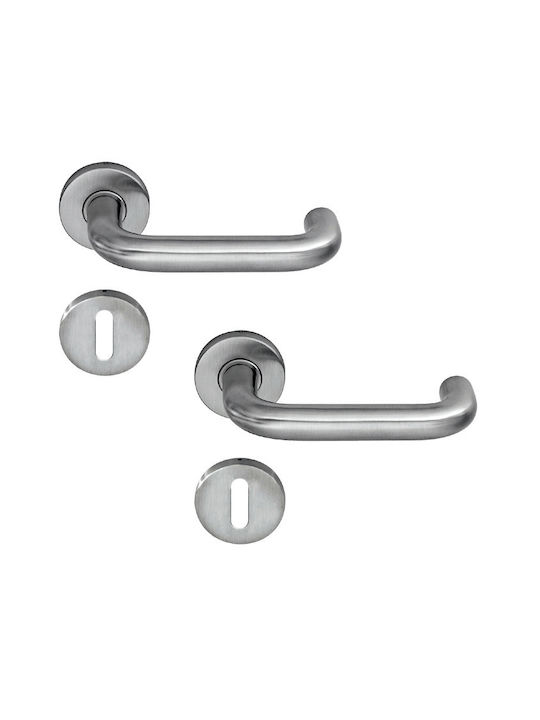 Lever Middle Door with Rosette 609189 Pair Inox