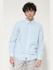 Double Men's Shirt Long Sleeve Light Blue