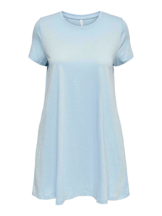 Only Καλοκαιρινό Mini T-shirt Φόρεμα Γαλάζιο