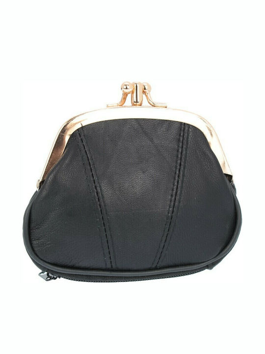 Annie Leather Μικρό Δερμάτινο Γυναικείο Πορτοφόλι Κερμάτων Μαύρο