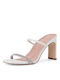 Tamaris Leather Women's Sandals with Strass White with Chunky High Heel