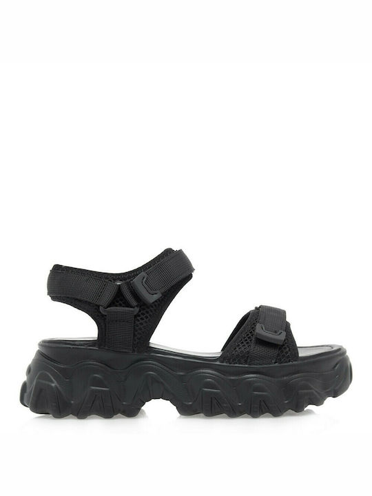 Seven Women's Sandals Black with Chunky Medium Heel