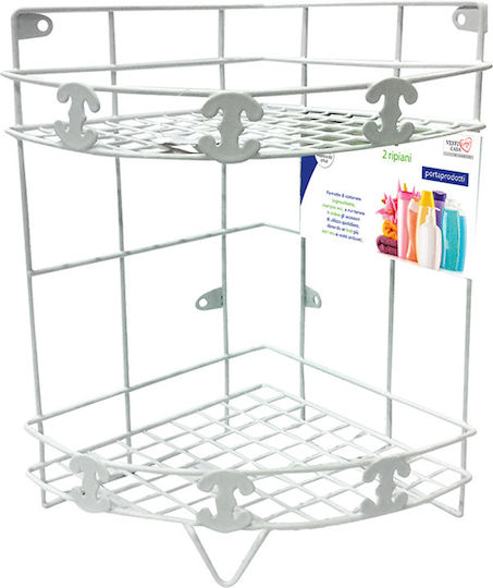 General Trade Wall Mounted Bathroom Shelf Metallic with 2 Shelves 21x21x33cm White