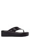 Sinful Women's Leather Platform Wedge Sandals Black