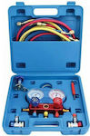 Air conditioner pressure control kit with pressure gauge