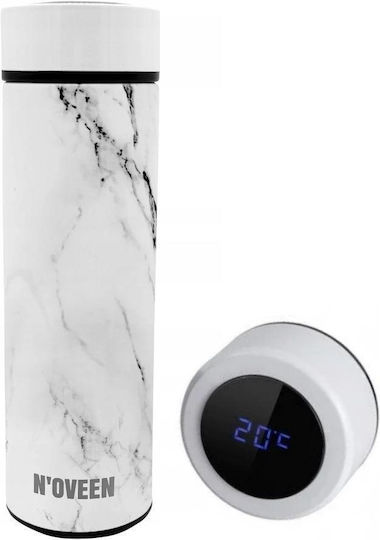 N'Oveen Bottle Thermos Stainless Steel BPA Free 450ml White Marble