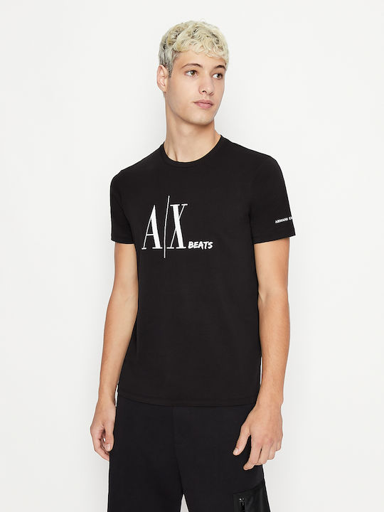 Armani Exchange Tricou pentru bărbați cu mâneci scurte Negru