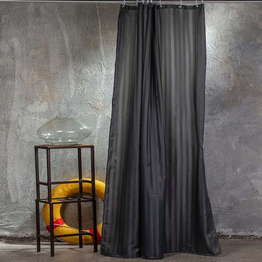 Melinen Jacquard Κουρτίνα Μπάνιου Υφασμάτινη 180x200 cm Anthracite