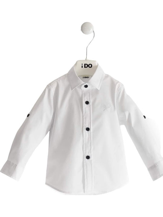 Kids One Color Shirt Long Sleeve White