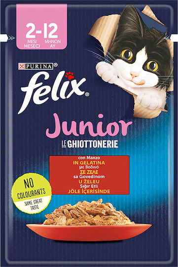 Felix Υγρή Τροφή για Ανήλικες Γάτες σε Φακελάκι με Βοδινό 85gr