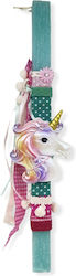 Easter candle with ceramic unicorn magnet