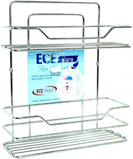 ECE 40250 An der Wand montiert Badezimmerregal Metallisch mit 2 Regalböden 36x31x55cm Silber